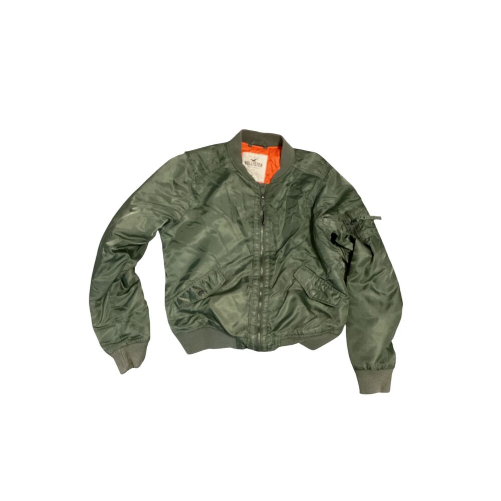 Hollister Green Bomber Jacket Full Zip Size L - Picture 3 of 15